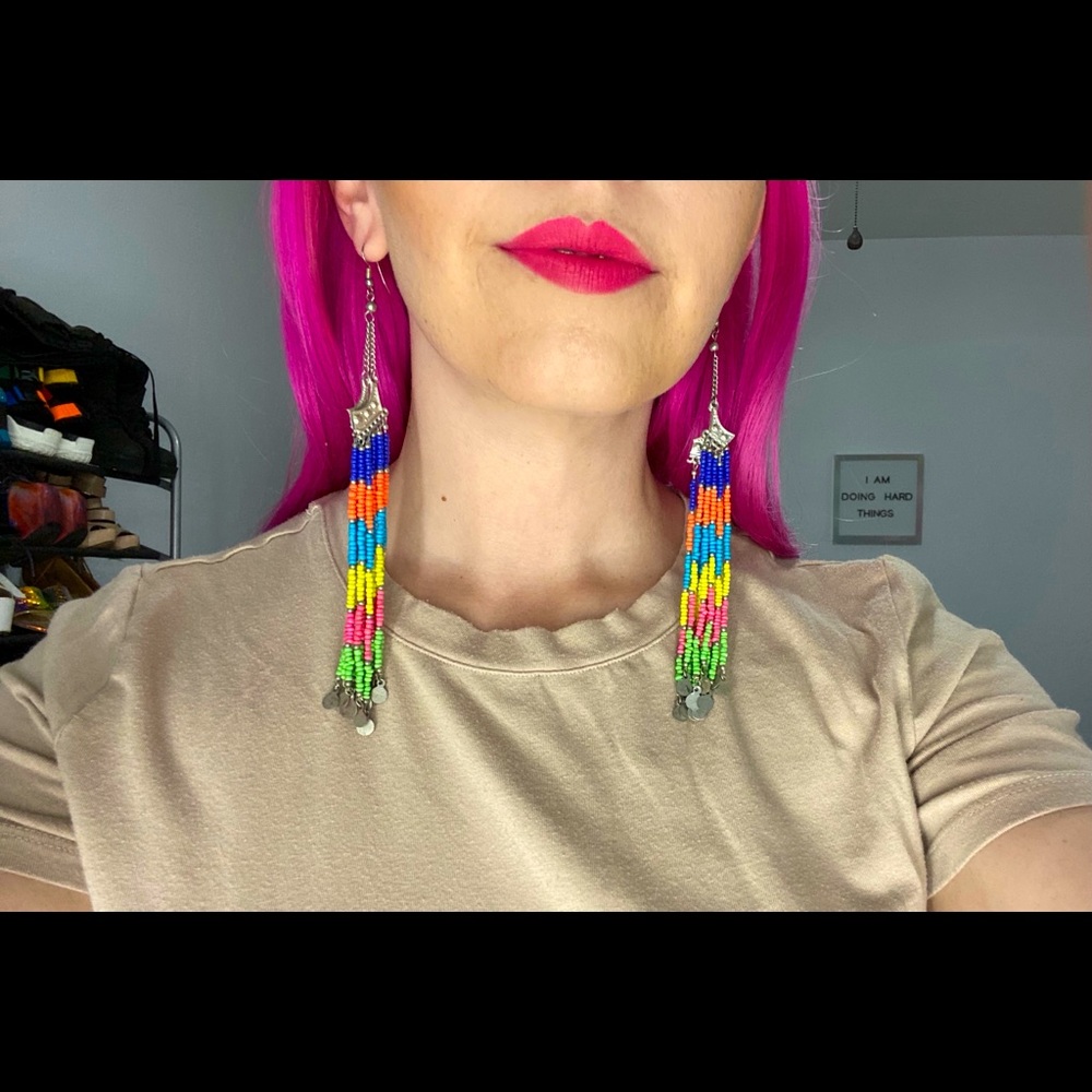 Forever 21 Rainbow Drop Beaded Earrings